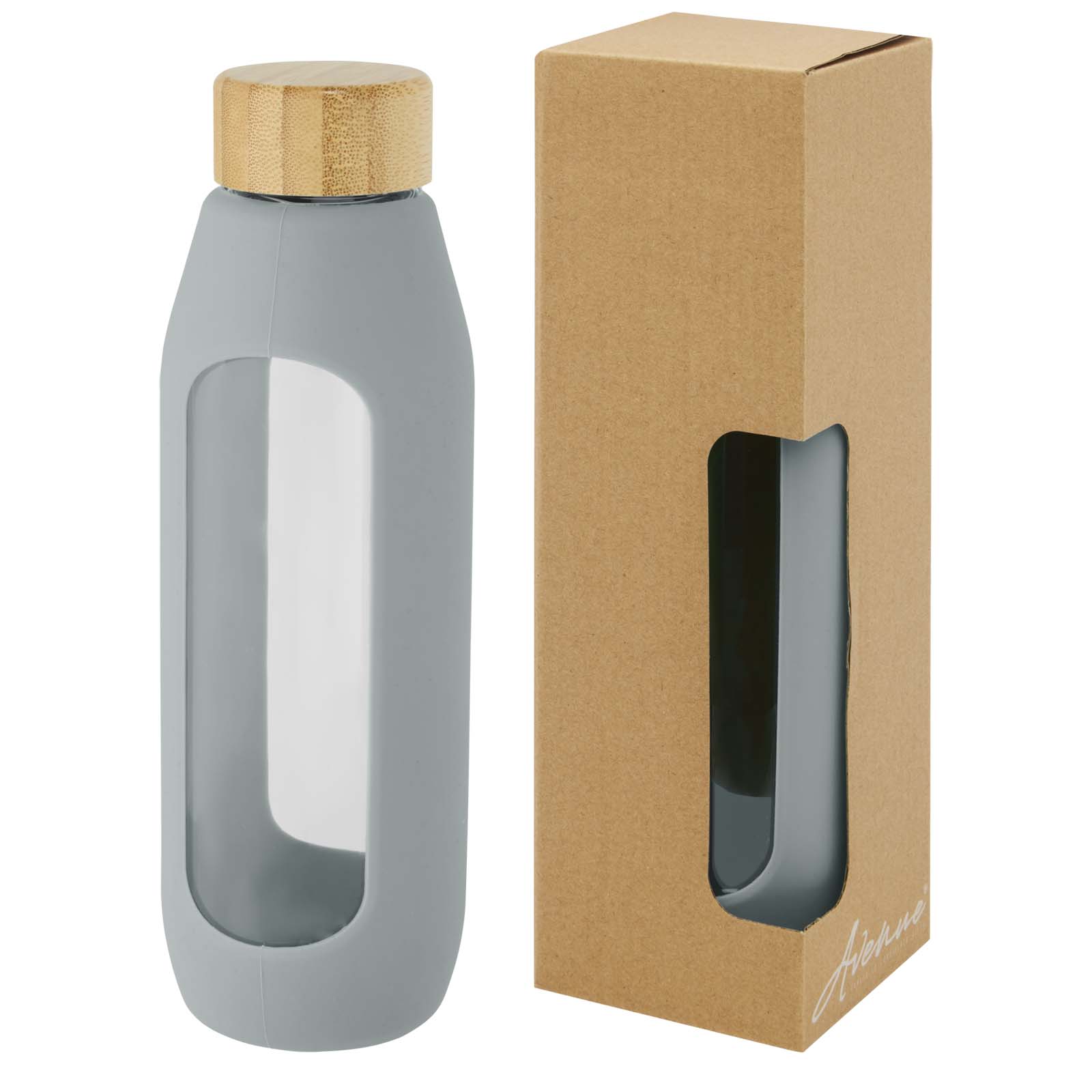 Tidan 600 ml flaska i borosilikatglas med silikongrepp