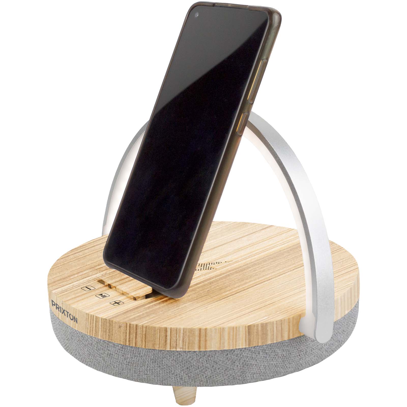 Prixton 4-i-1 Bluetooth®-högtalare på 10 W med LED-lampa och trådlös laddningsbas