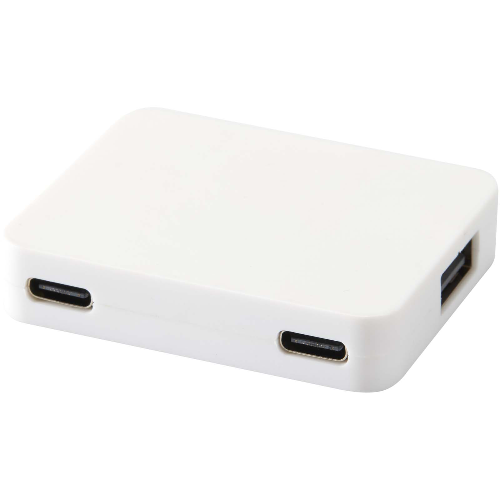 Gaia 4-portars USB-hubb med USB-A- och Typ-C-utgång och dubbla ingångar – tillverkad av återvunnen p