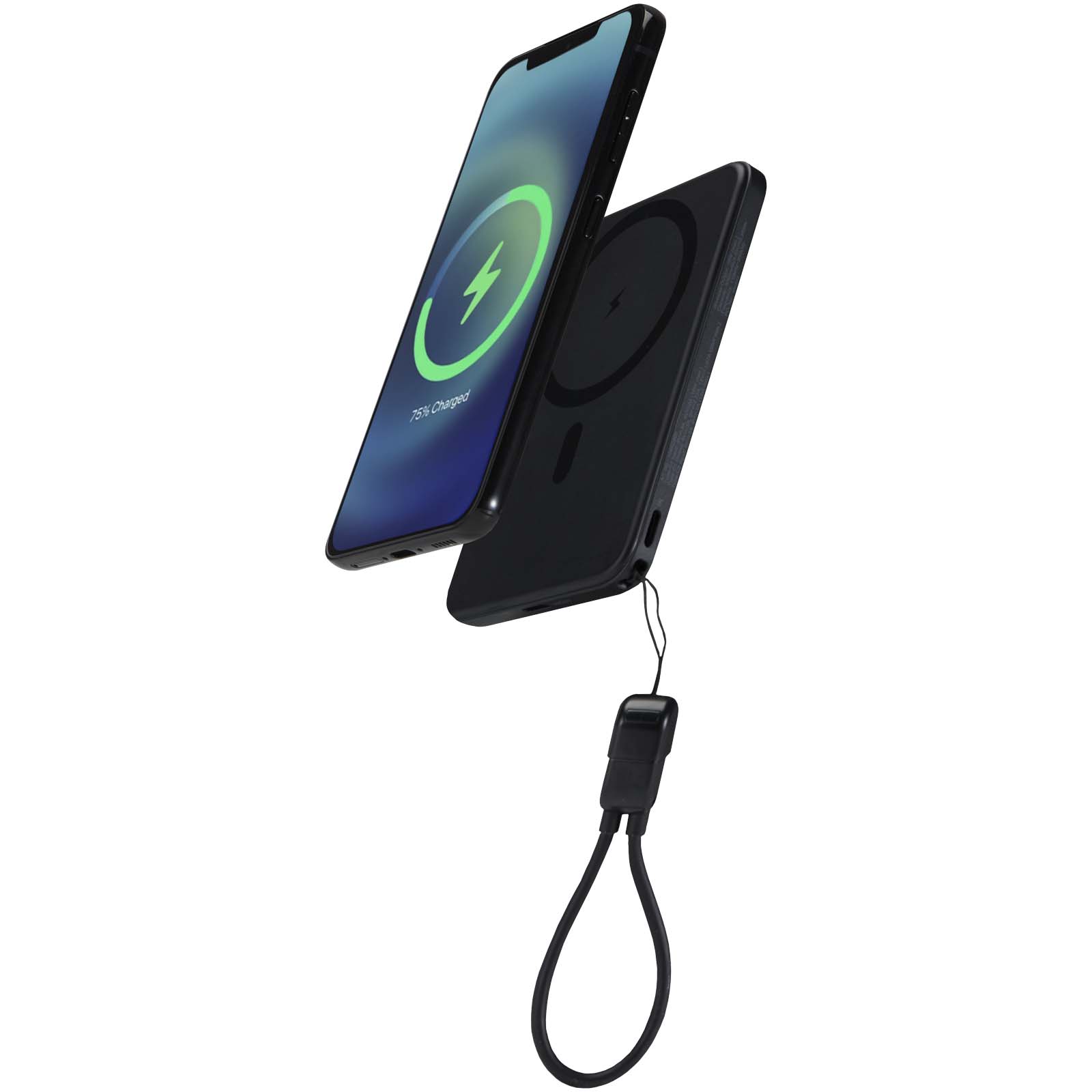 SMART 5000 mAh magnetisk powerbank av återvunnen plast med nyckelband